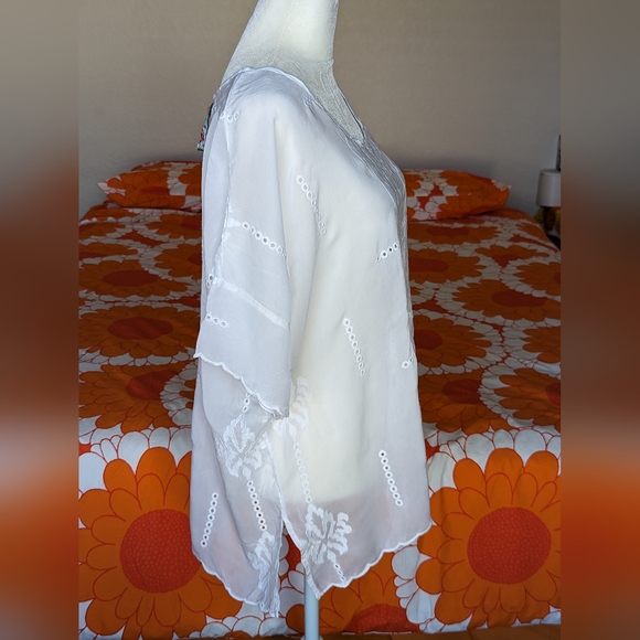 Johnny Was Demoran Eyelet Sheer Blouse - Picture 2 of 4